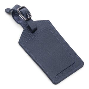 Custom Bugatti Leather Luggage Tag-Navy