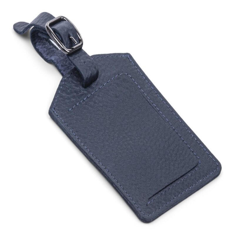 Custom Bugatti Leather Luggage Tag-Navy